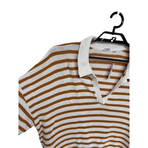 GAP Women's Long Sleeve Collared White & Yellow Striped Sweater Blouse Size XXL - Picture 3 of 11